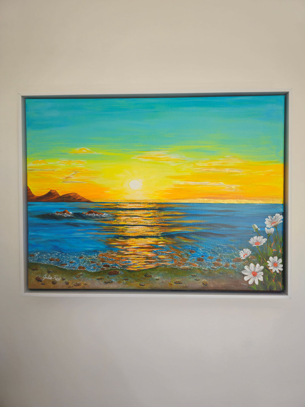 God's Glory original painting displayed on wall, prophetic Christian art by Julie Rae