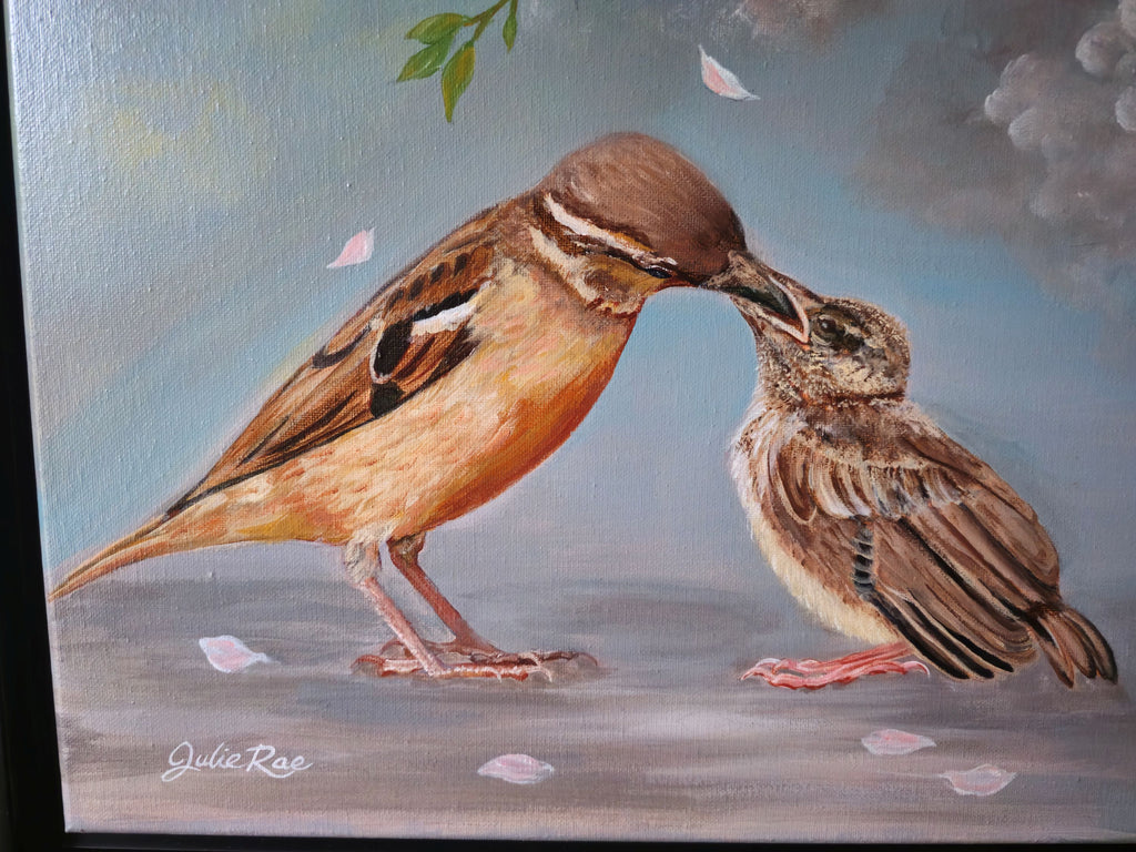 "Close-up detail of God Provides original acrylic painting by Julie Rae, Christian fine art"