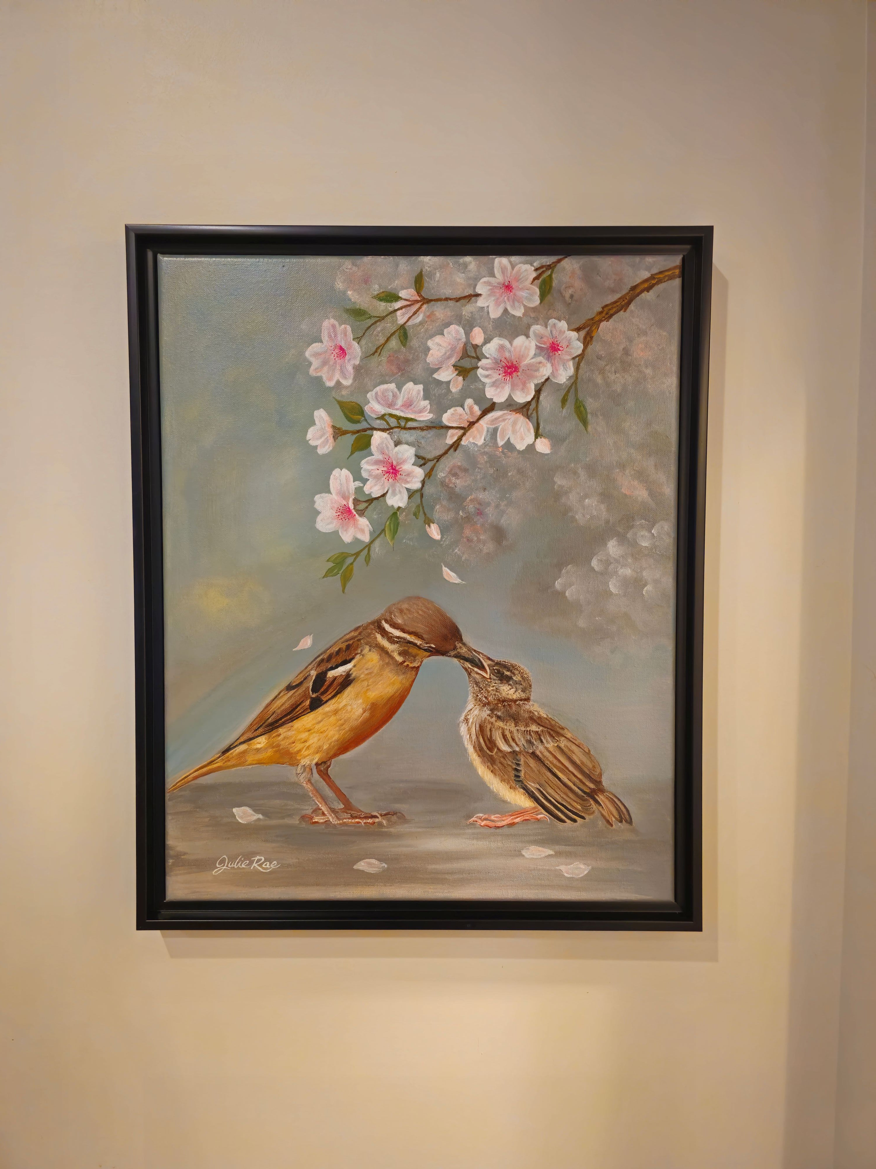 God Provides original acrylic painting by Julie Rae, displayed on wall, Christian fine art