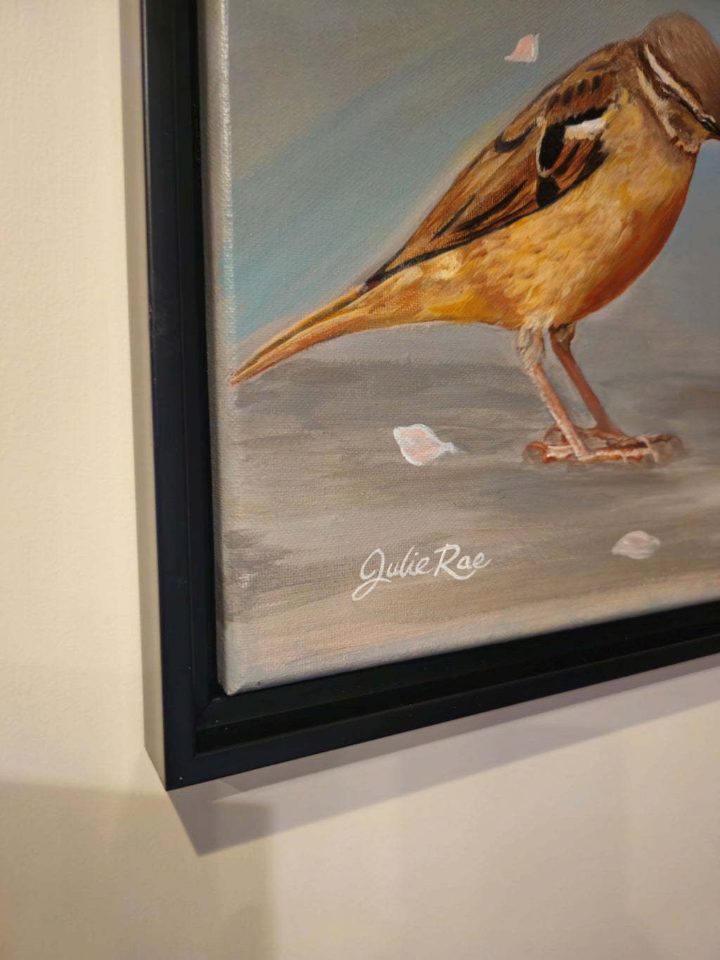 Close-up of Julie Rae's signature on God Provides original acrylic painting