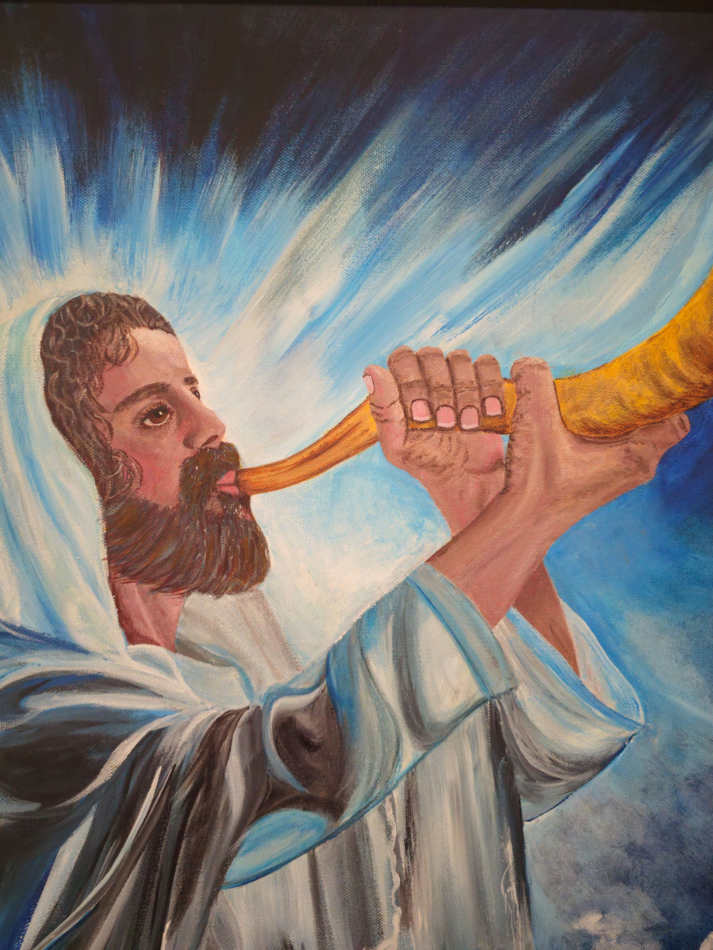 Close-up detail of God's Voice original acrylic painting by Julie Rae