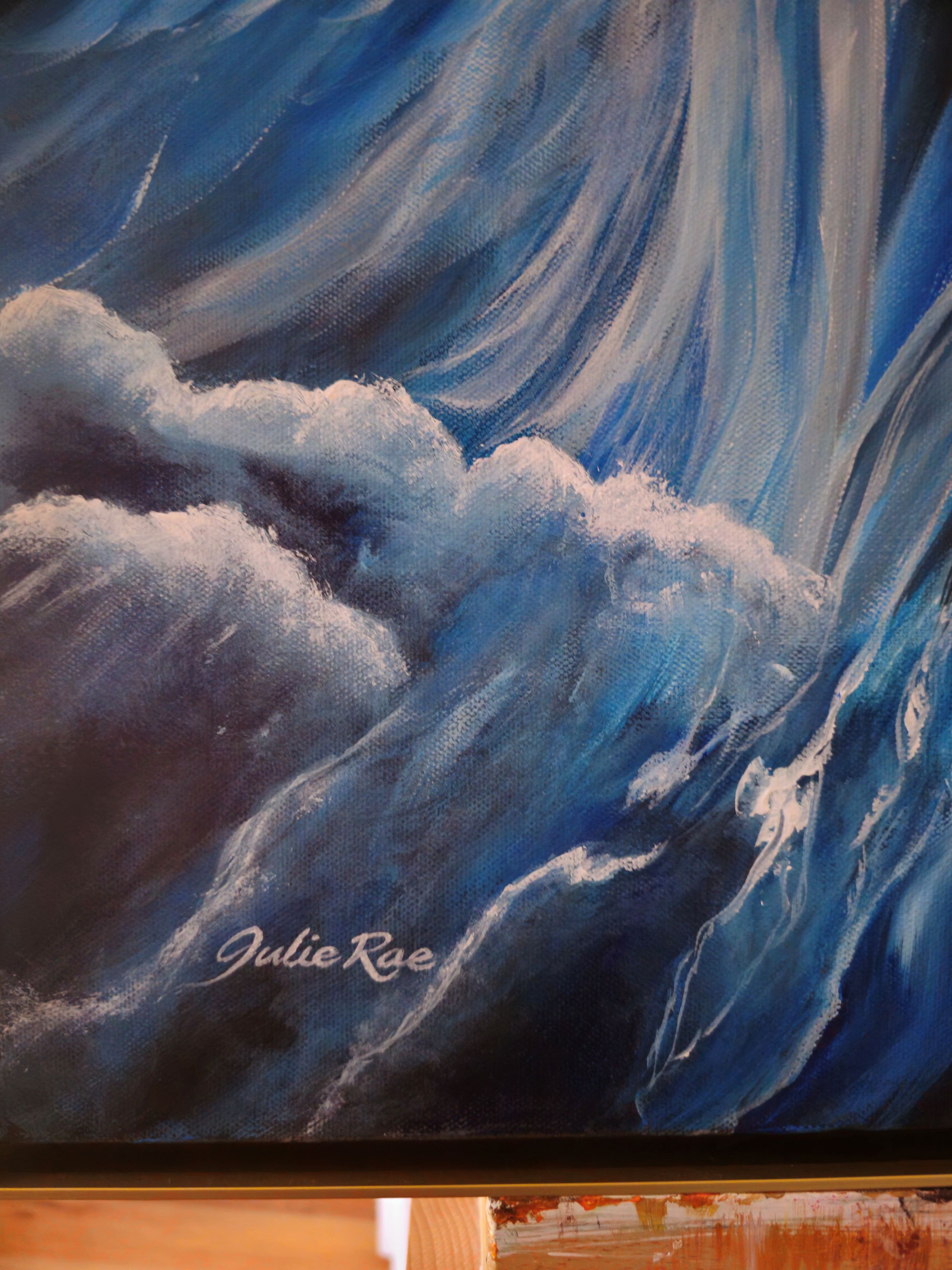 Close-up of Julie Rae's signature on God's Voice original painting