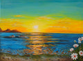 God's Glory original acrylic painting by Julie Rae, Christian fine art featuring ocean and daisies