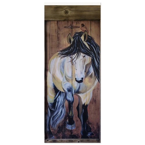 Going Forward" Christian horse art print – Buckskin horse in motion, inspired by Philippians 3:14, 8x12 inch matte poster 