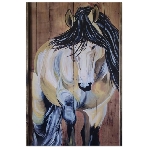 "Going Forward" Christian horse art print – Buckskin horse in motion, inspired by Philippians 3:14, 16x24 inch matte poster
