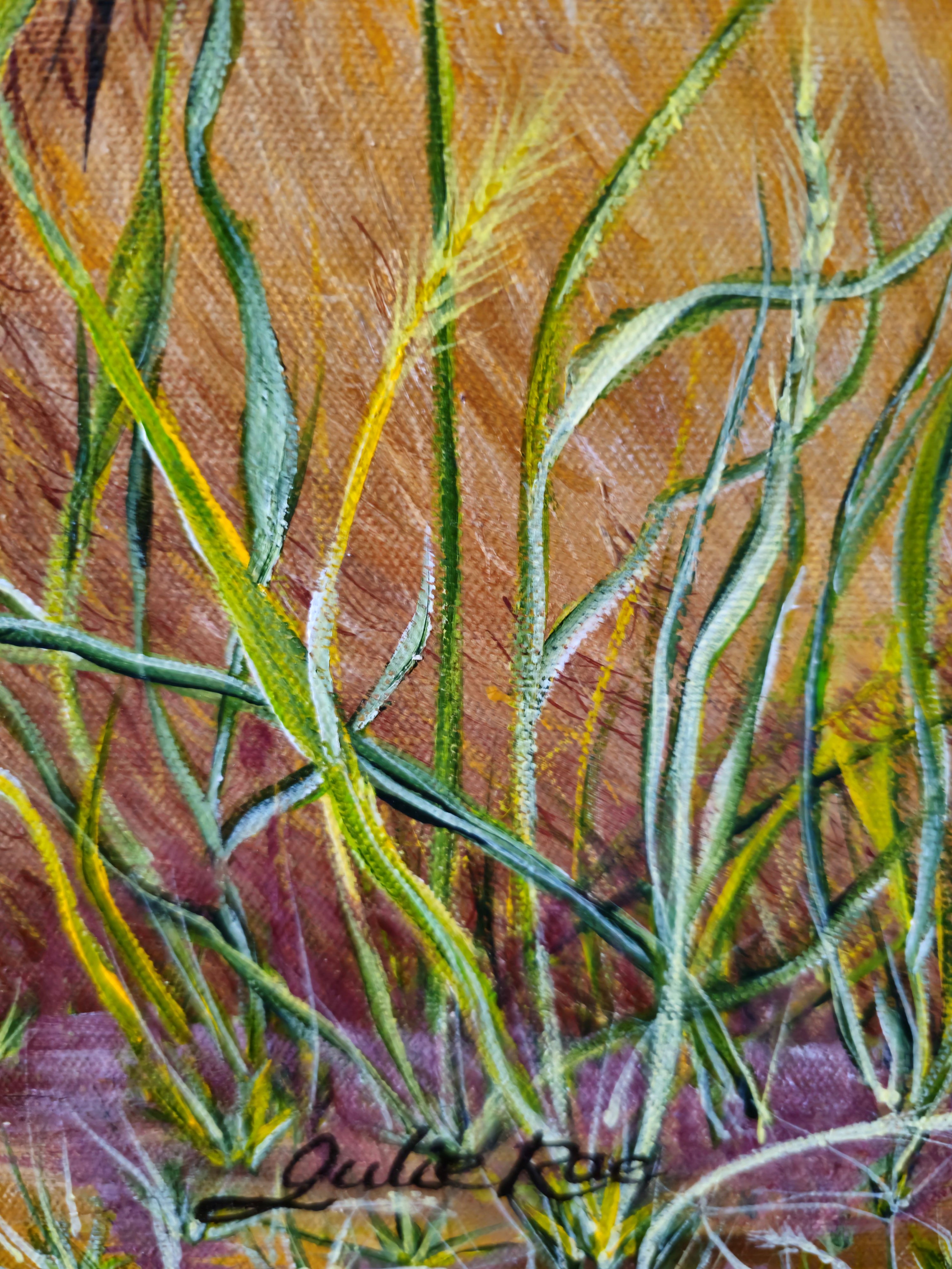 Close-up of Julie Rae's signature on In His Arms original painting
