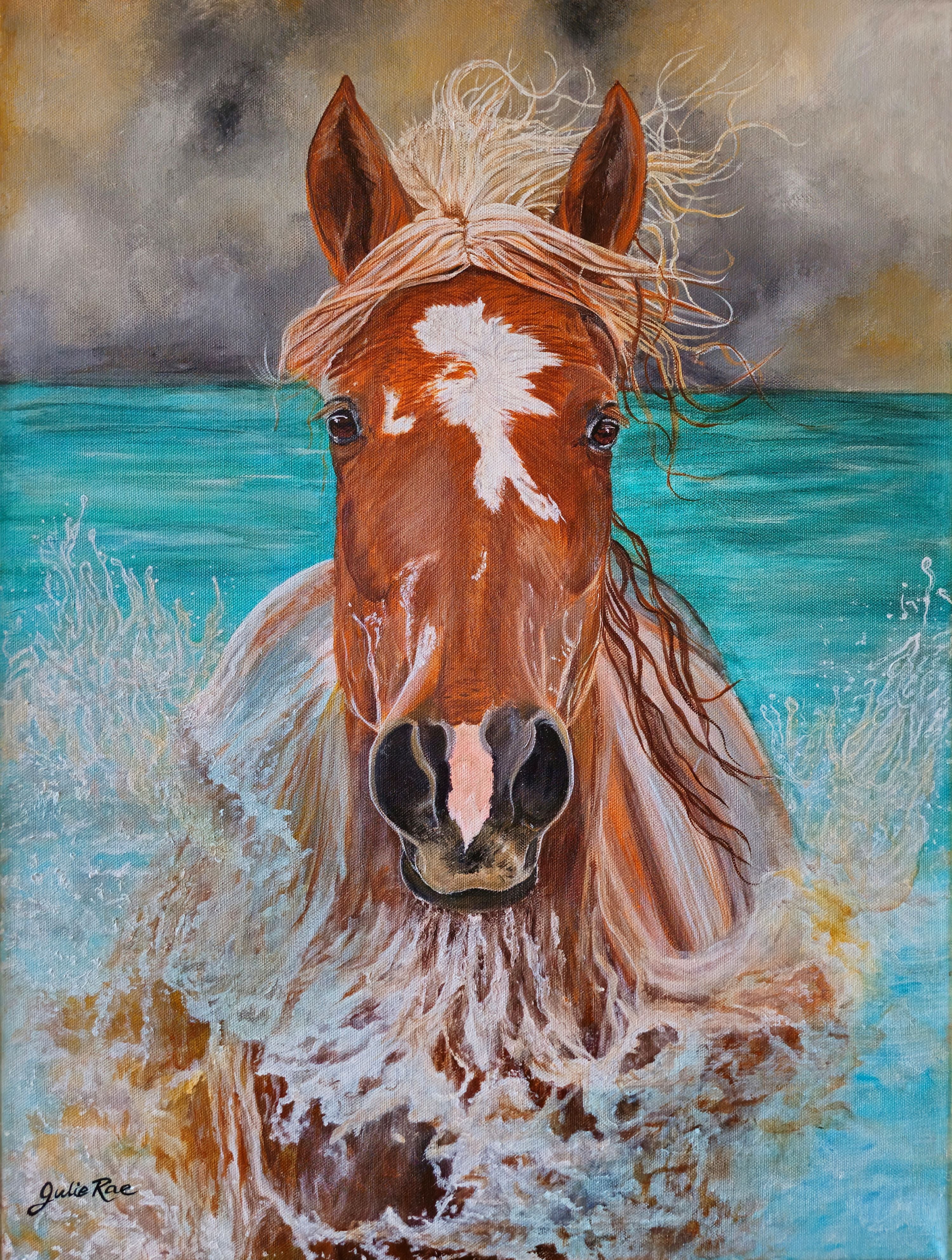 Joyful original acrylic painting by Julie Rae, Christian prophetic fine art