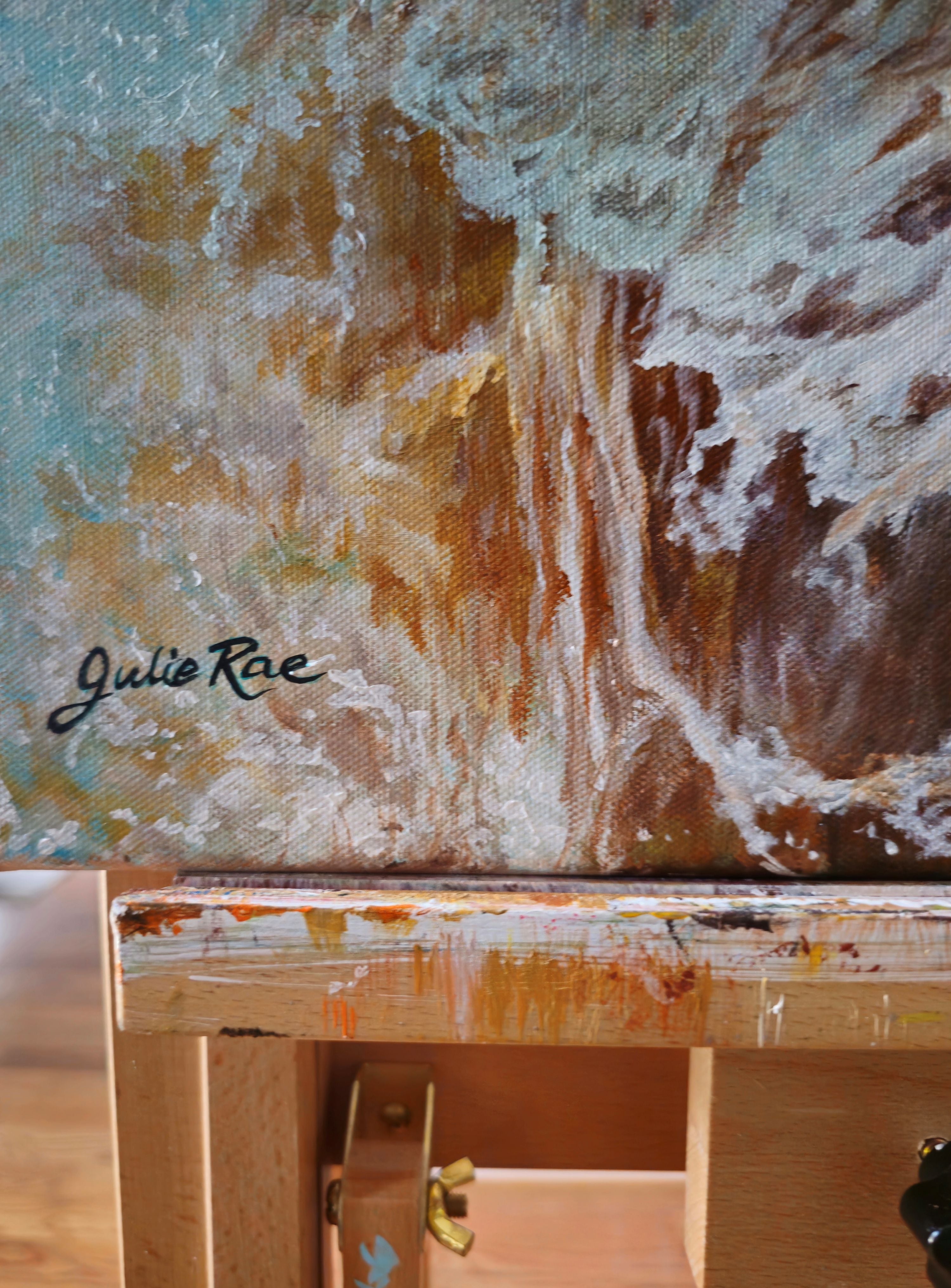 Close-up of Julie Rae's signature on Joyful original painting