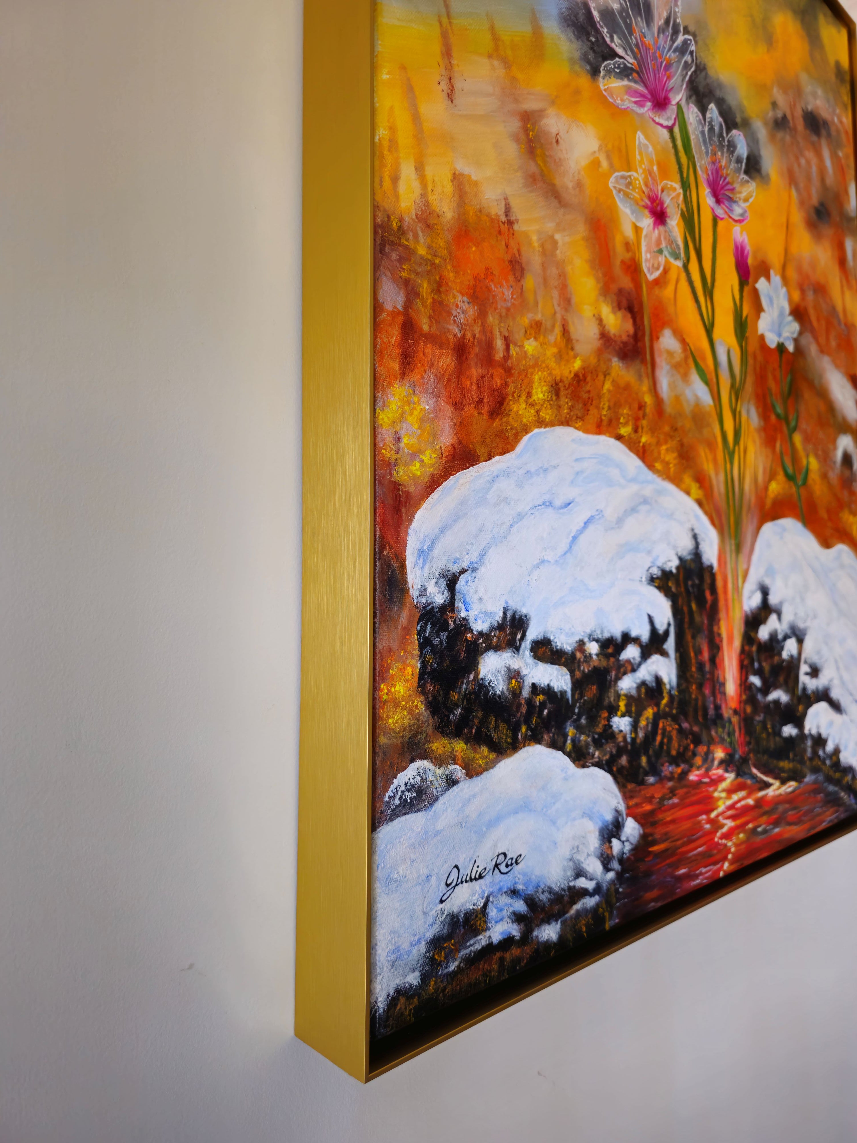 New Beginnings framed original painting, ready to hang, 24x30 acrylic by Julie Rae