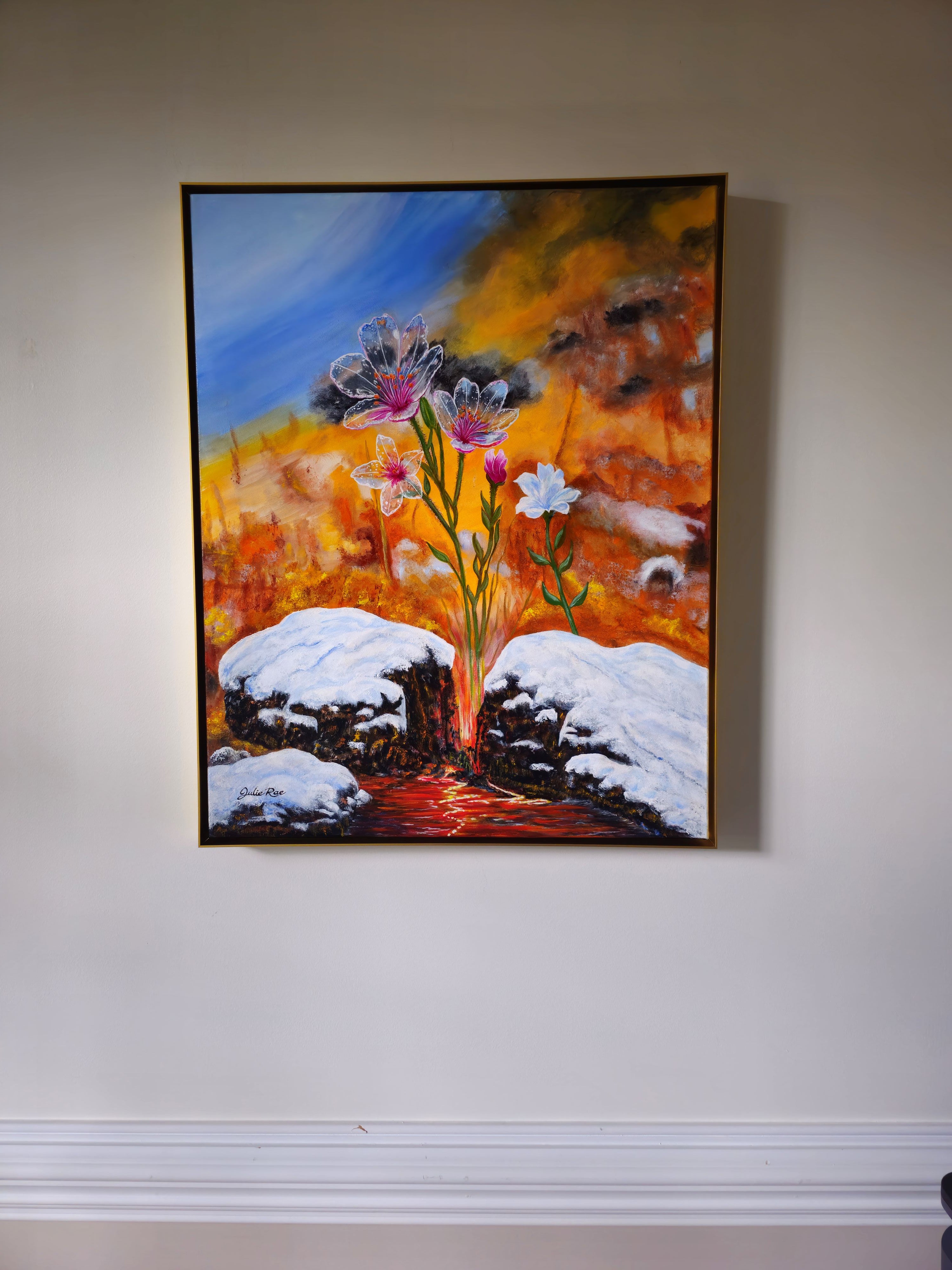 New Beginnings fine art print displayed on wall, prophetic Christian art by Julie Rae