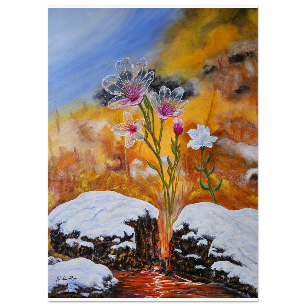 New Beginnings museum-quality matte paper poster print, Christian fine art by Julie Rae, inspired by Song of Solomon 2:11-12