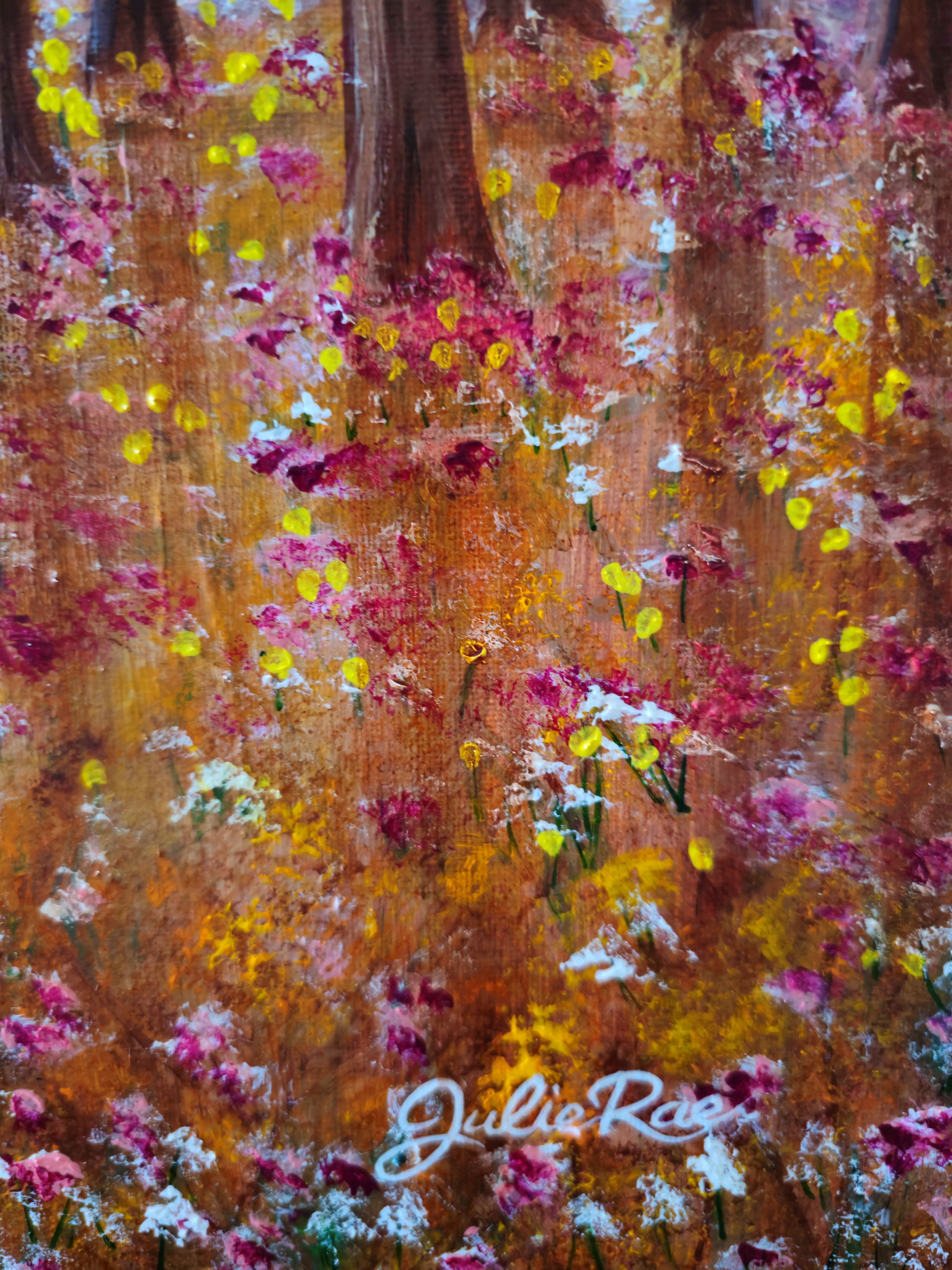 Close-up detail of The Father's Love original acrylic painting signature by Julie Rae Art, faith-based fine art