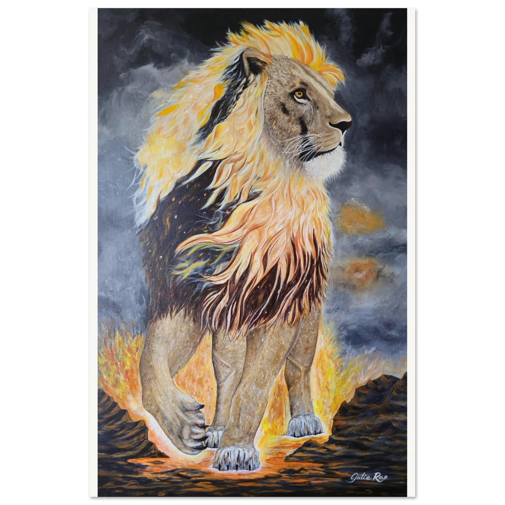 "The Lion of Judah — Christian fine art print inspired by Psalms 68:1-2, lion of power and authority, available in multiple sizes, by Julie Rae Art"